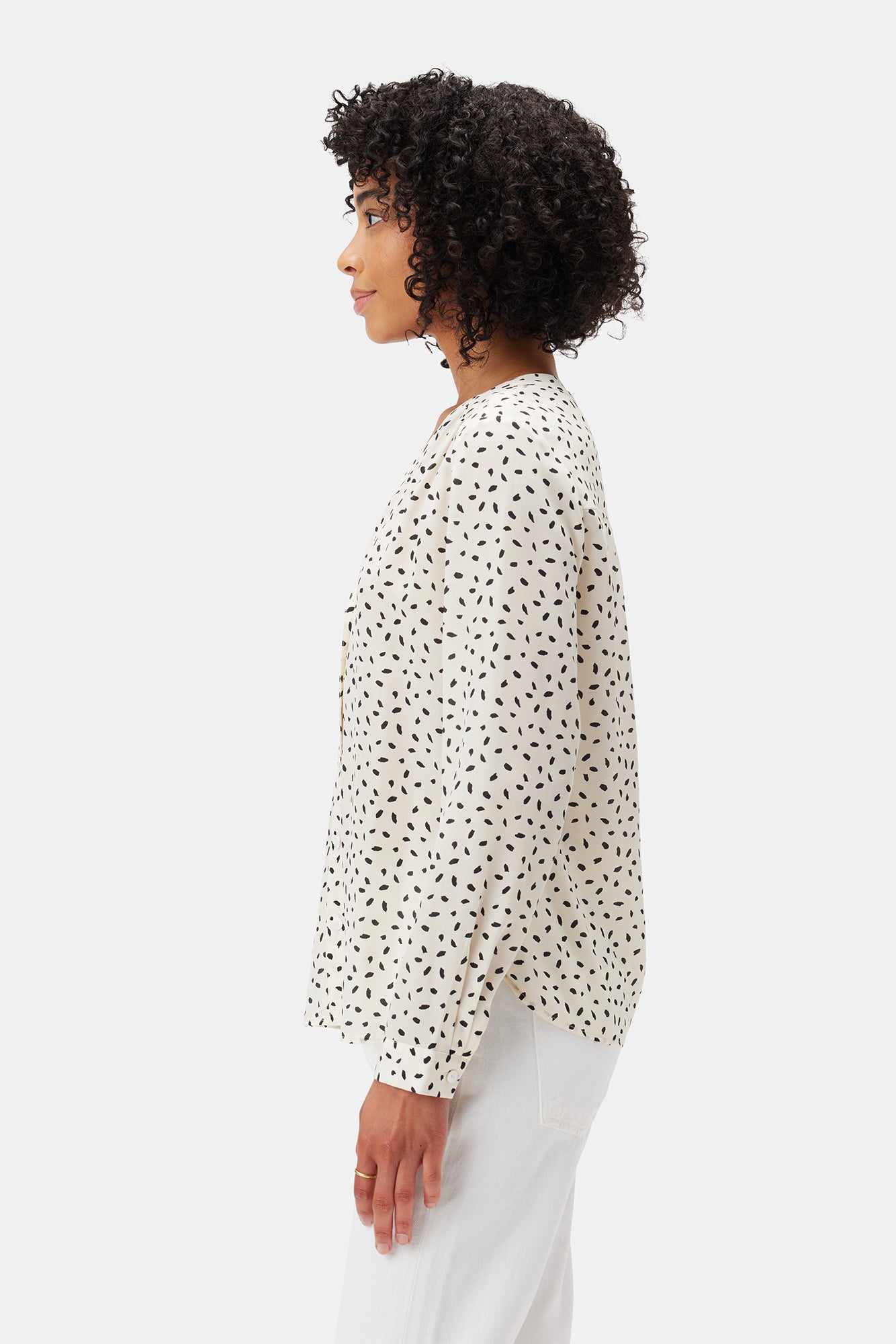 Kaya Washable Silk Blouse - Doucet Dot Ivory– Amour Vert