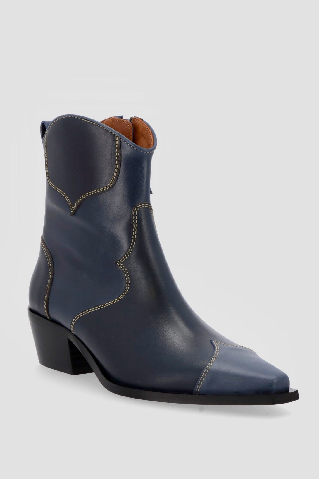 Alohas Buffalo Blues Leather Ankle Boots Blue Amour Vert