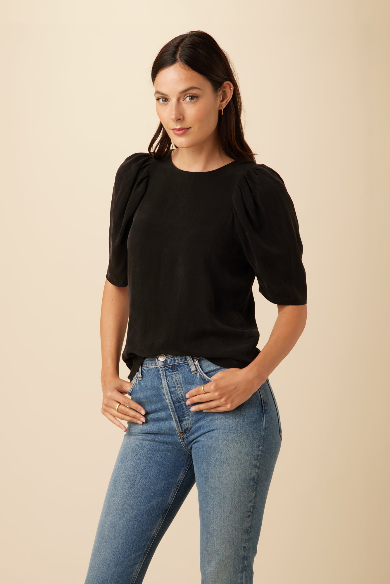 Sylvia Cottonseed Cupro Blouse - Black