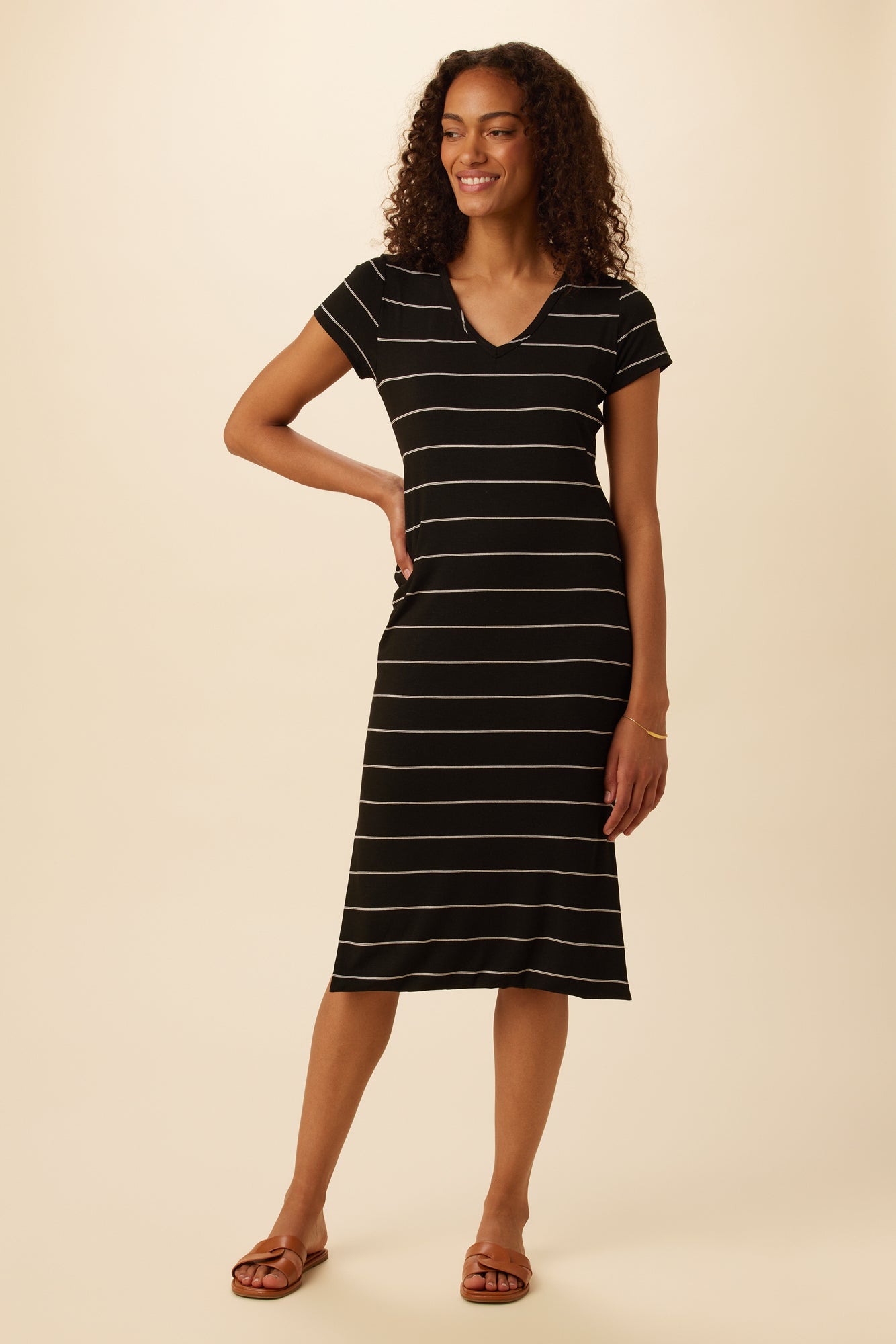 Miley Dream Knit Dress - Havana Stripe Black– Amour Vert