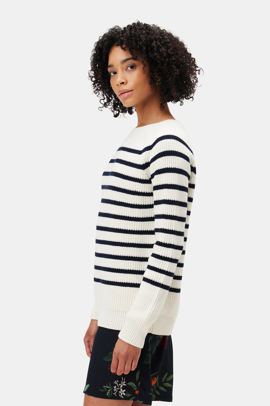 Layla Organic Cotton Sweater - Ivory Navy Stripe– Amour Vert