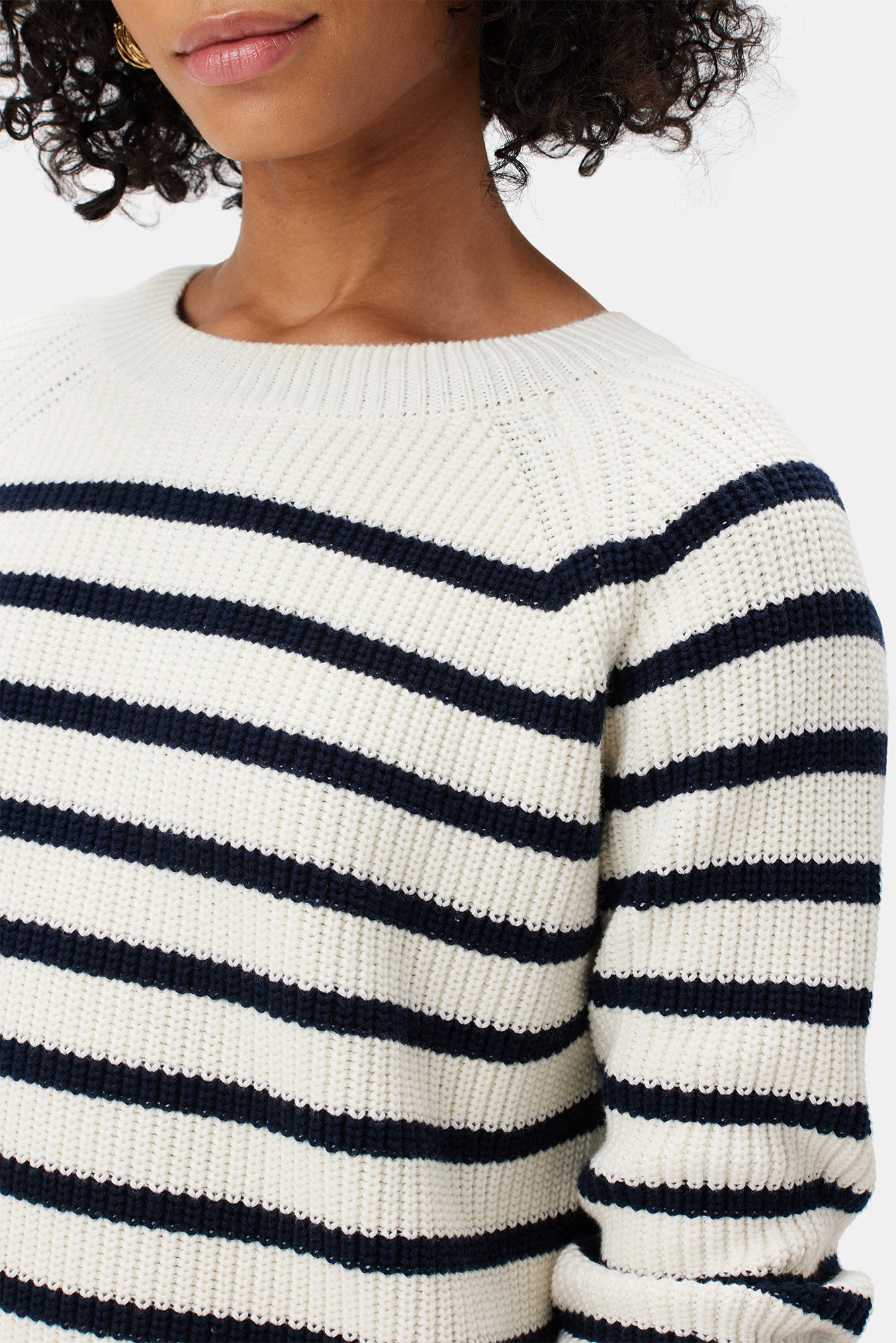 Layla Organic Cotton Sweater - Ivory Navy Stripe– Amour Vert