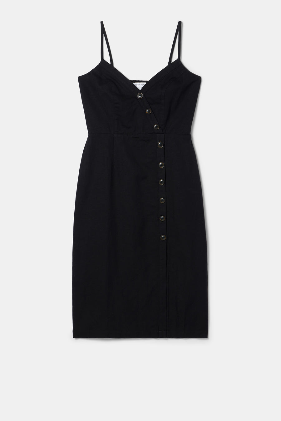 Lila Cotton Linen Dress - Black