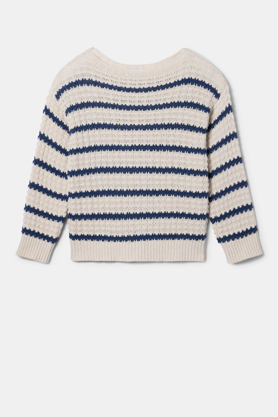 Stripe Novelty Sweater - Oat Navy Stripe