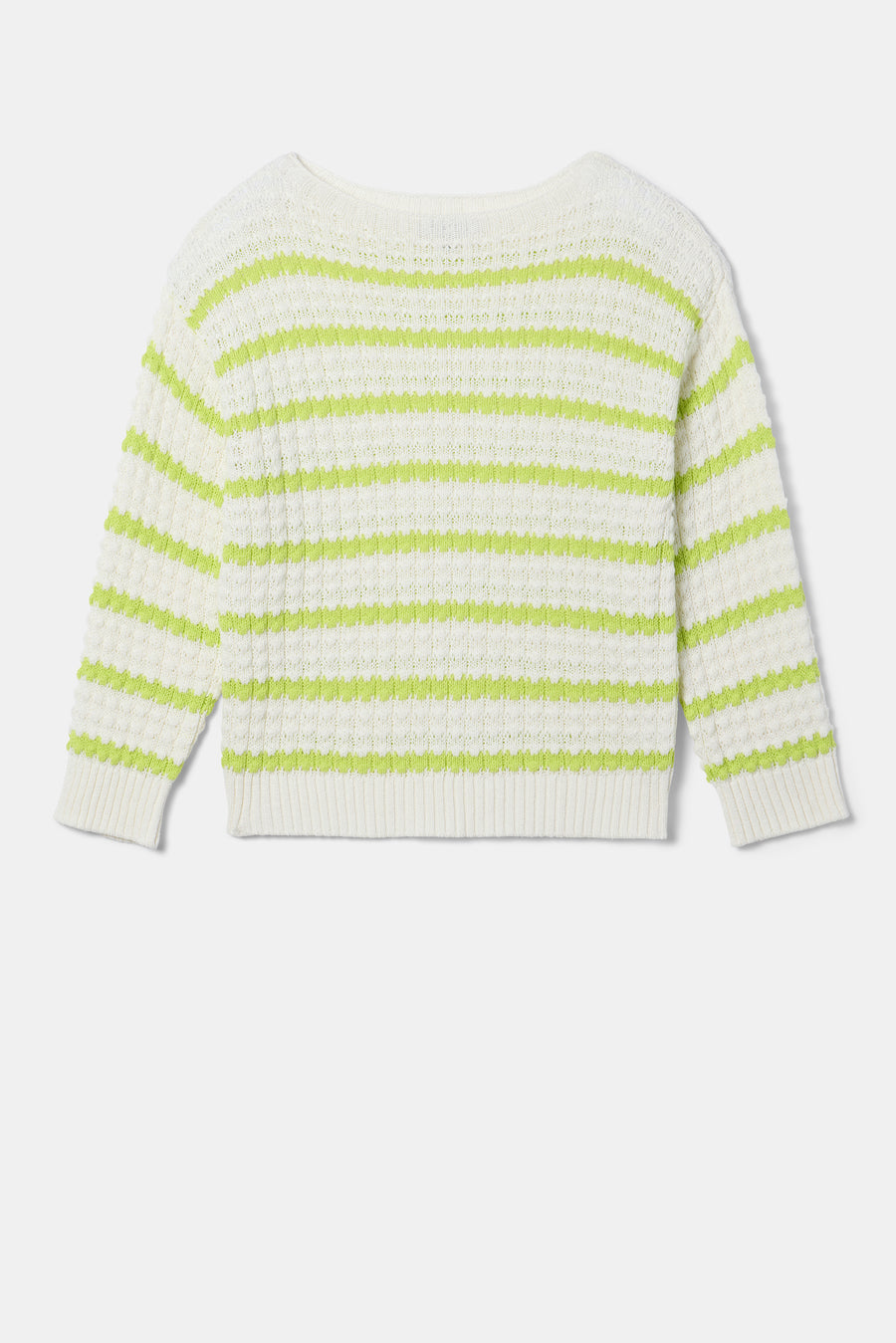 Stripe Novelty Sweater - Ivory Lime Stripe