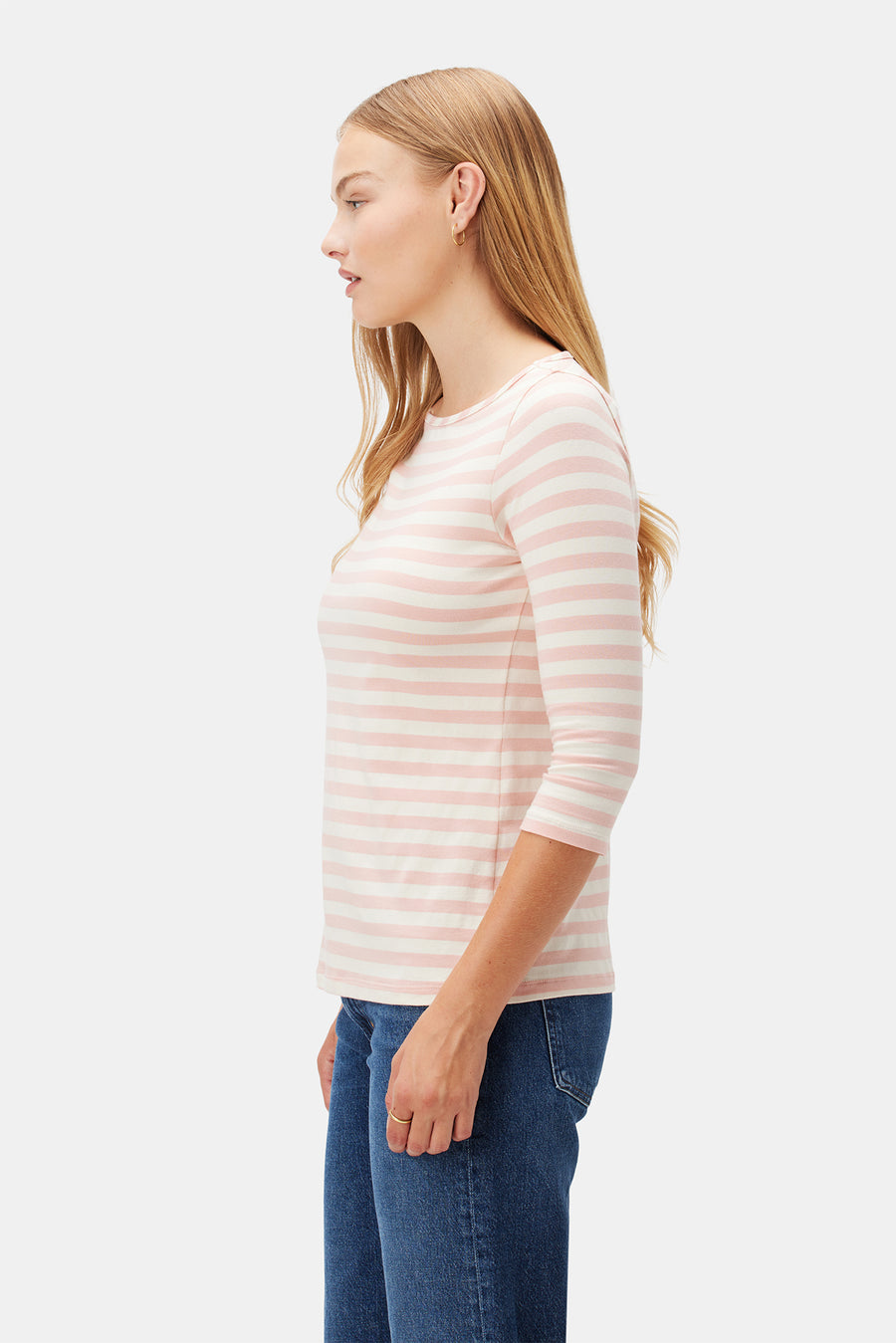 Francoise 3/4 Sleeve Dream Knit Tee - Rose and Ivory