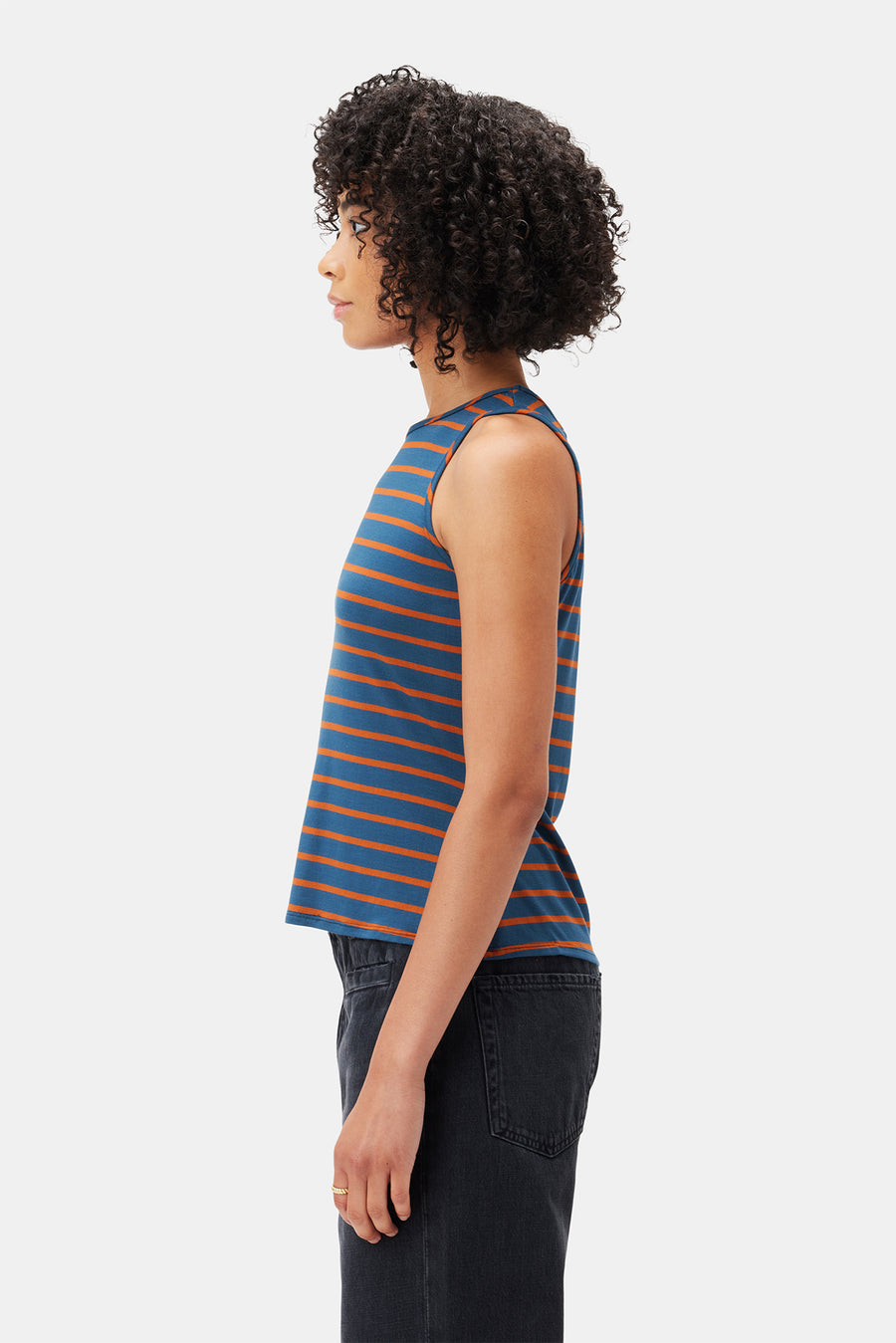 Jillian Dream Knit Tank - Azure Umber Stripe