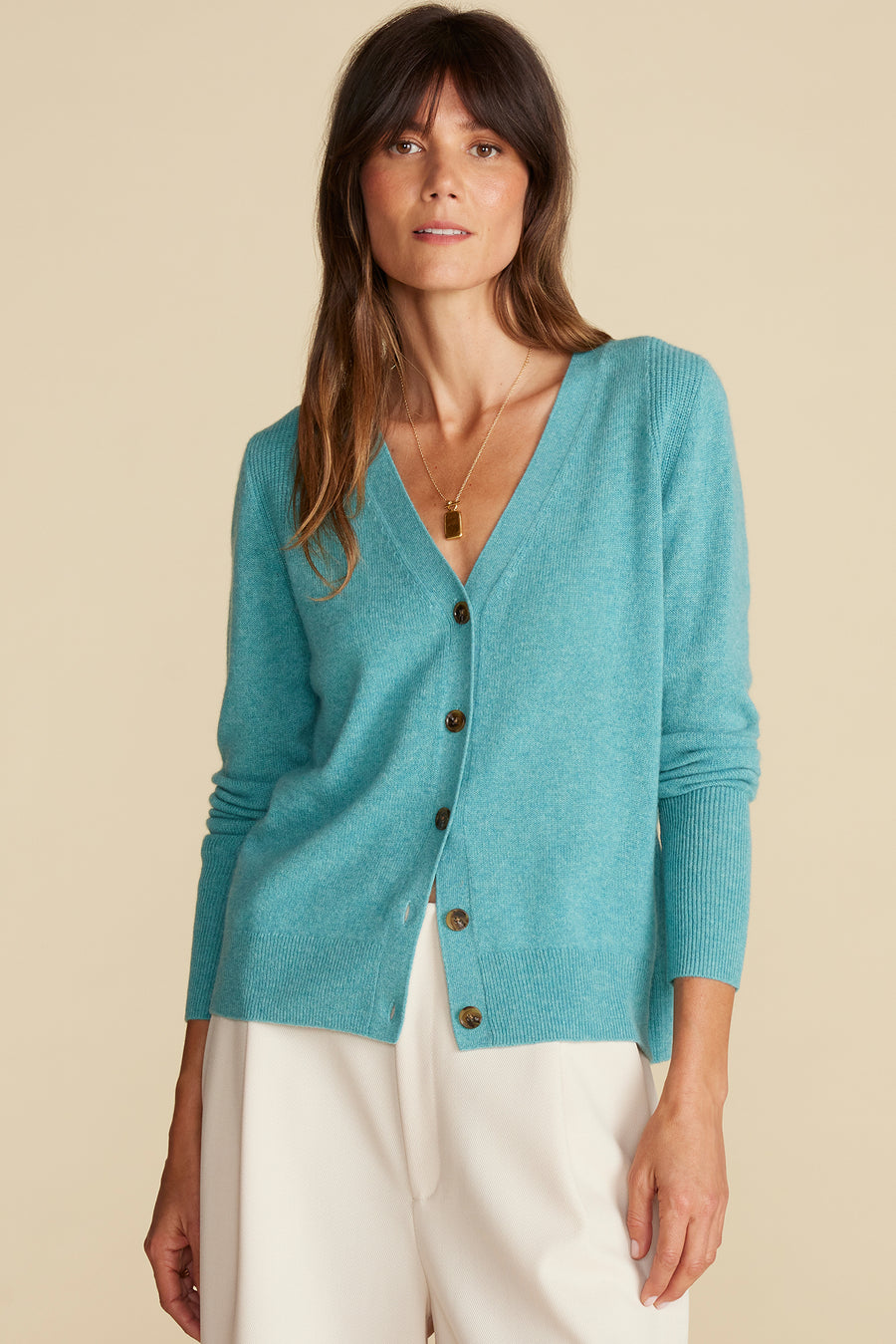 Mason Cashmere Cardigan - Aegean