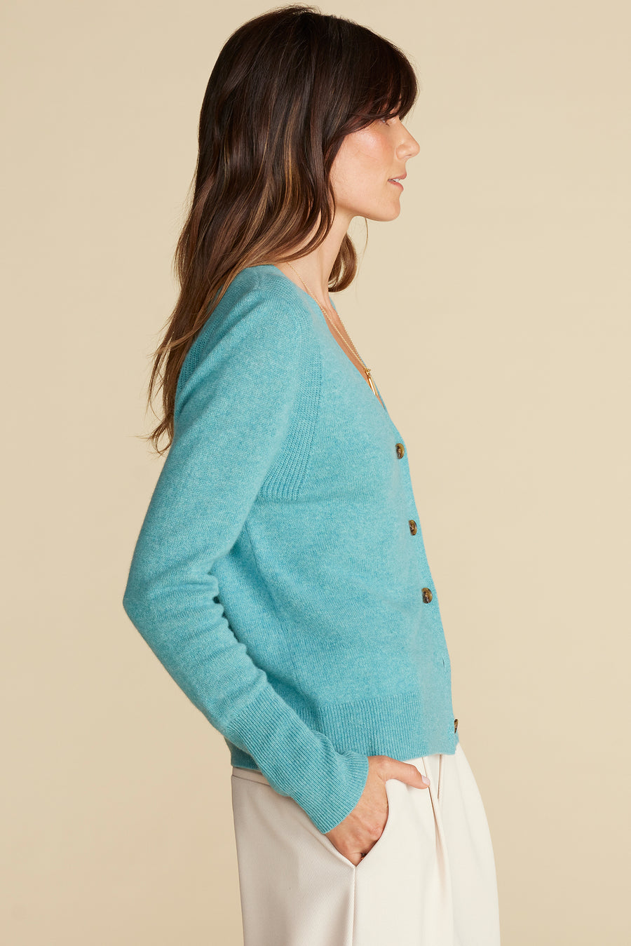 Mason Cashmere Cardigan - Aegean