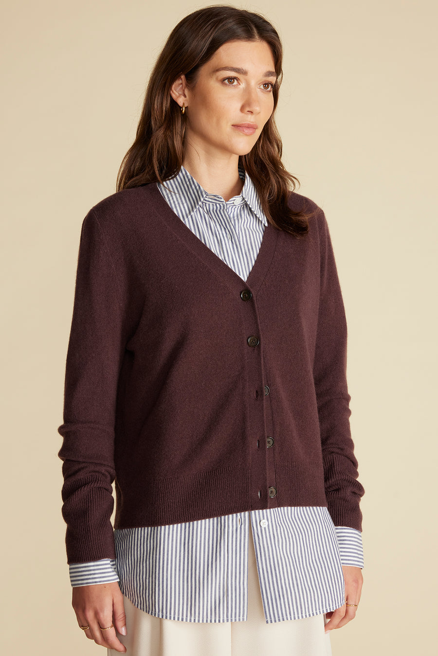 Mason Cashmere Cardigan - Purple Fig