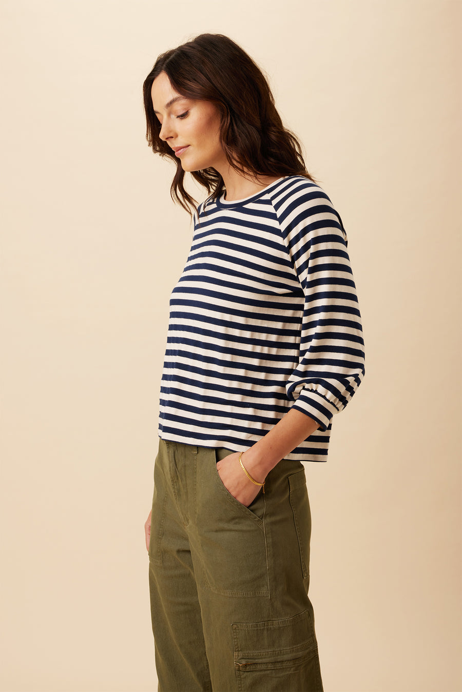 Issa Reverie Knit Tee - Navy Natural Stripe