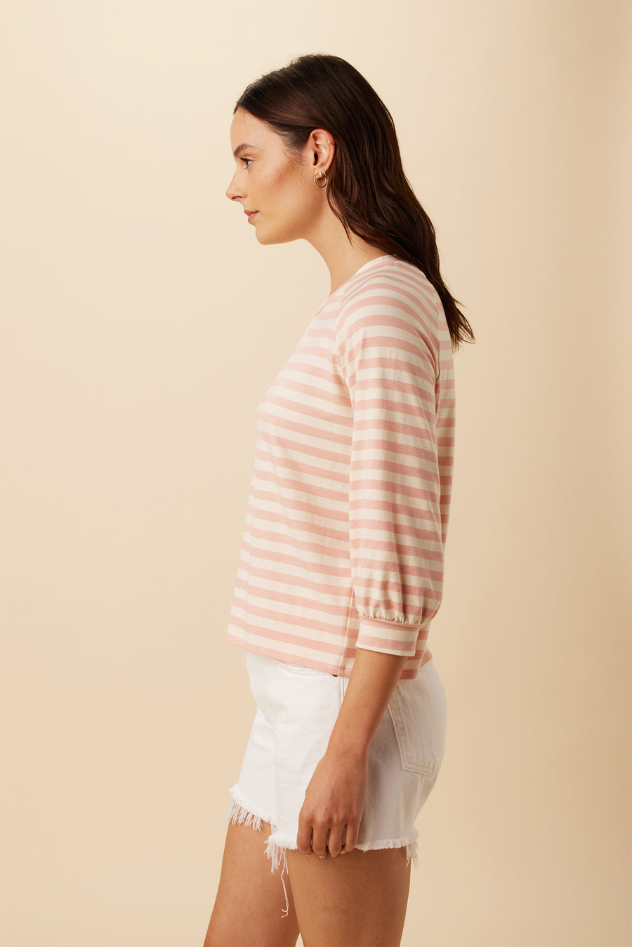 Issa Reverie Knit Tee - Rose Natural Stripe