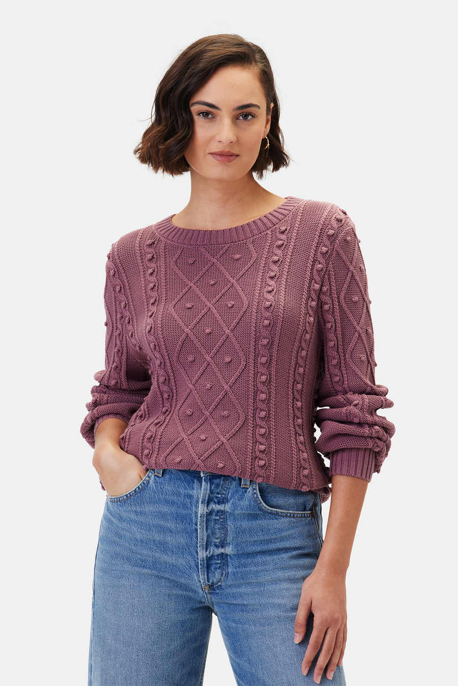 Faedra Organic Cotton Sweater - Mauve