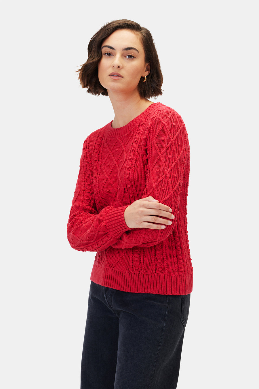 Faedra Organic Cotton Sweater - Red