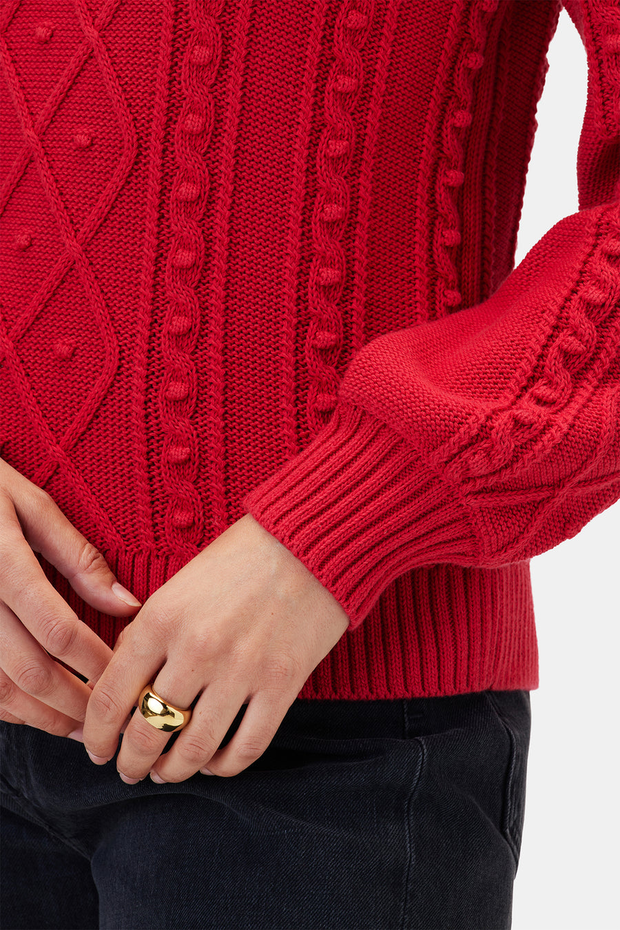 Faedra Organic Cotton Sweater - Red
