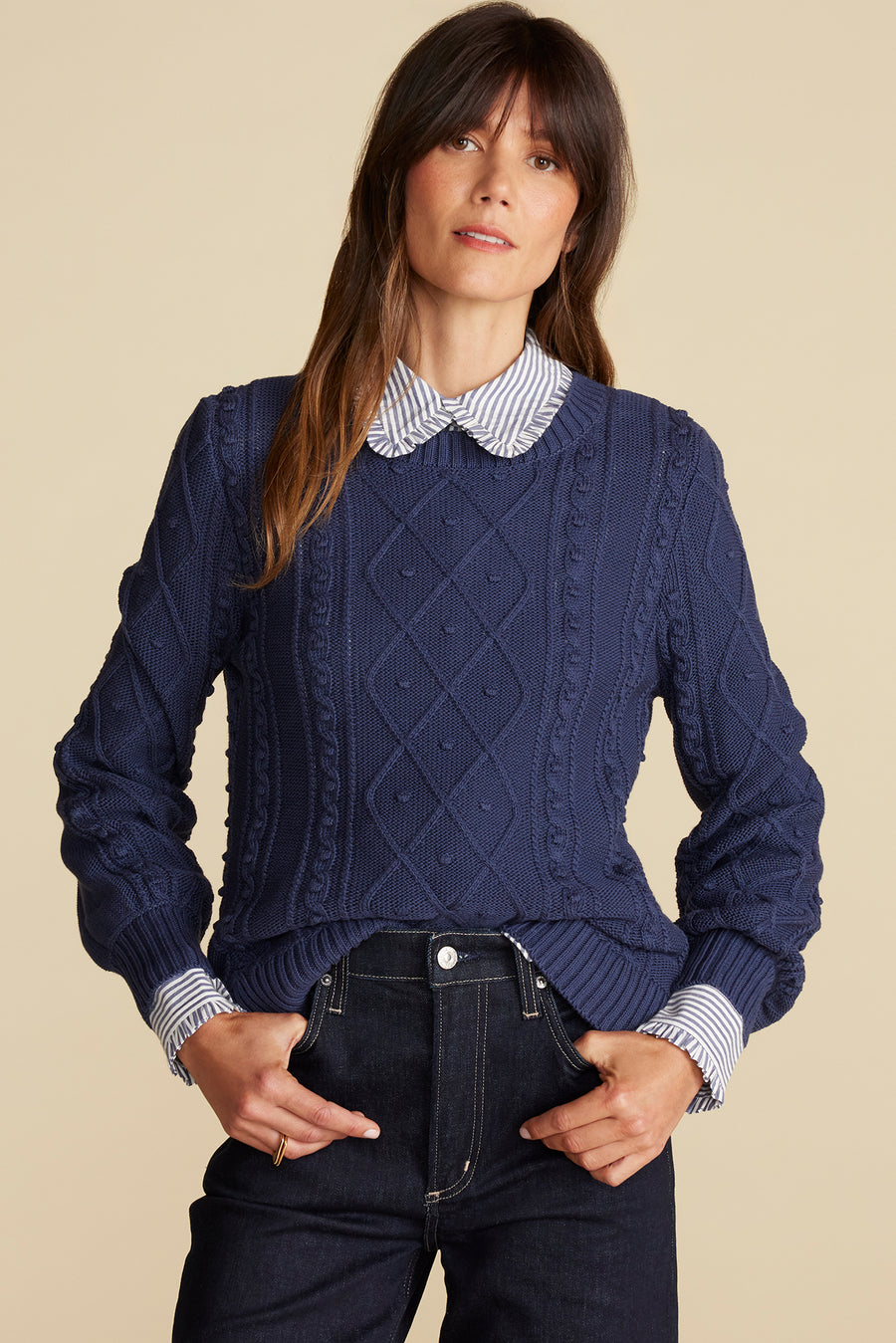 Faedra Organic Cotton Sweater - Navy