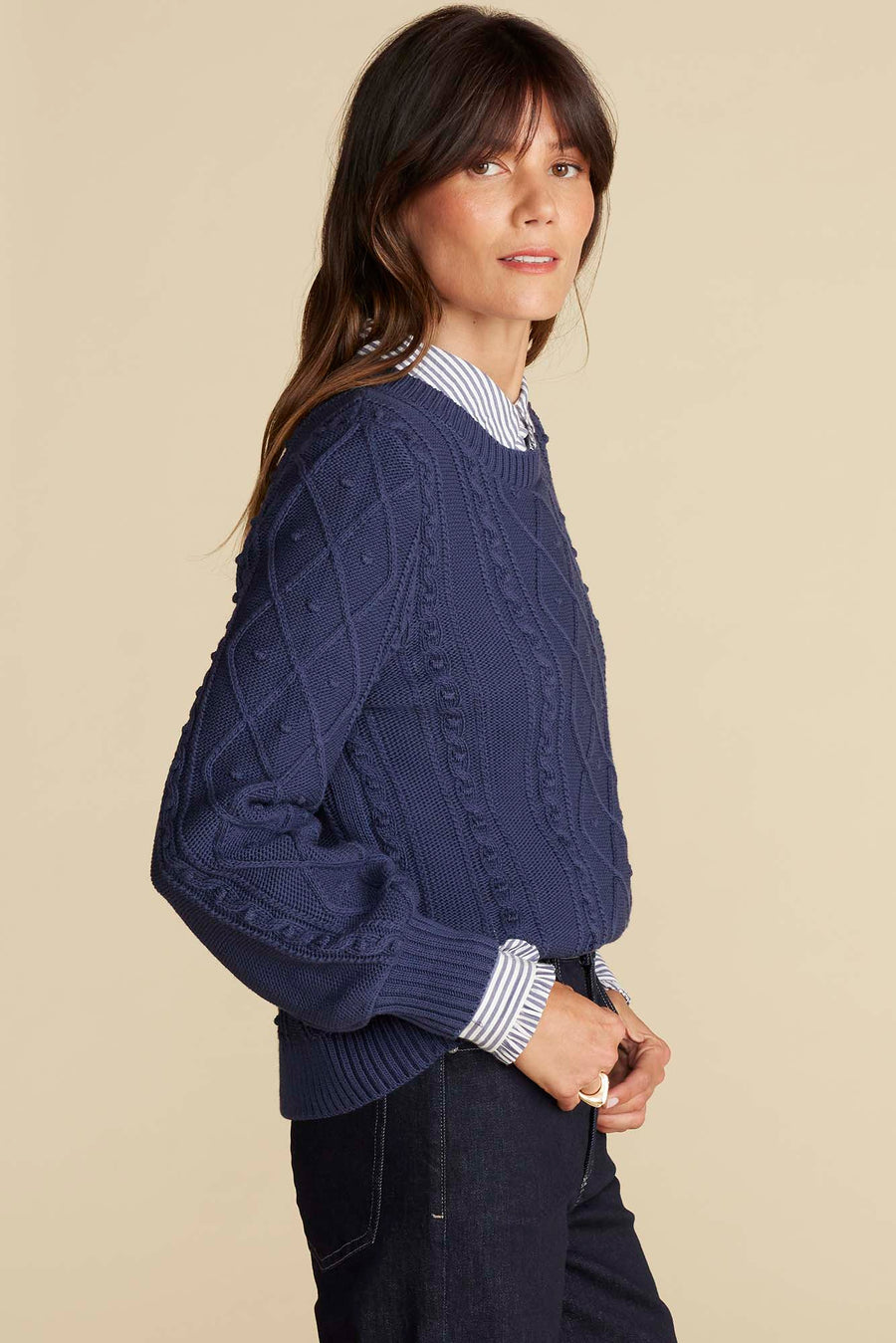 Faedra Organic Cotton Sweater - Navy