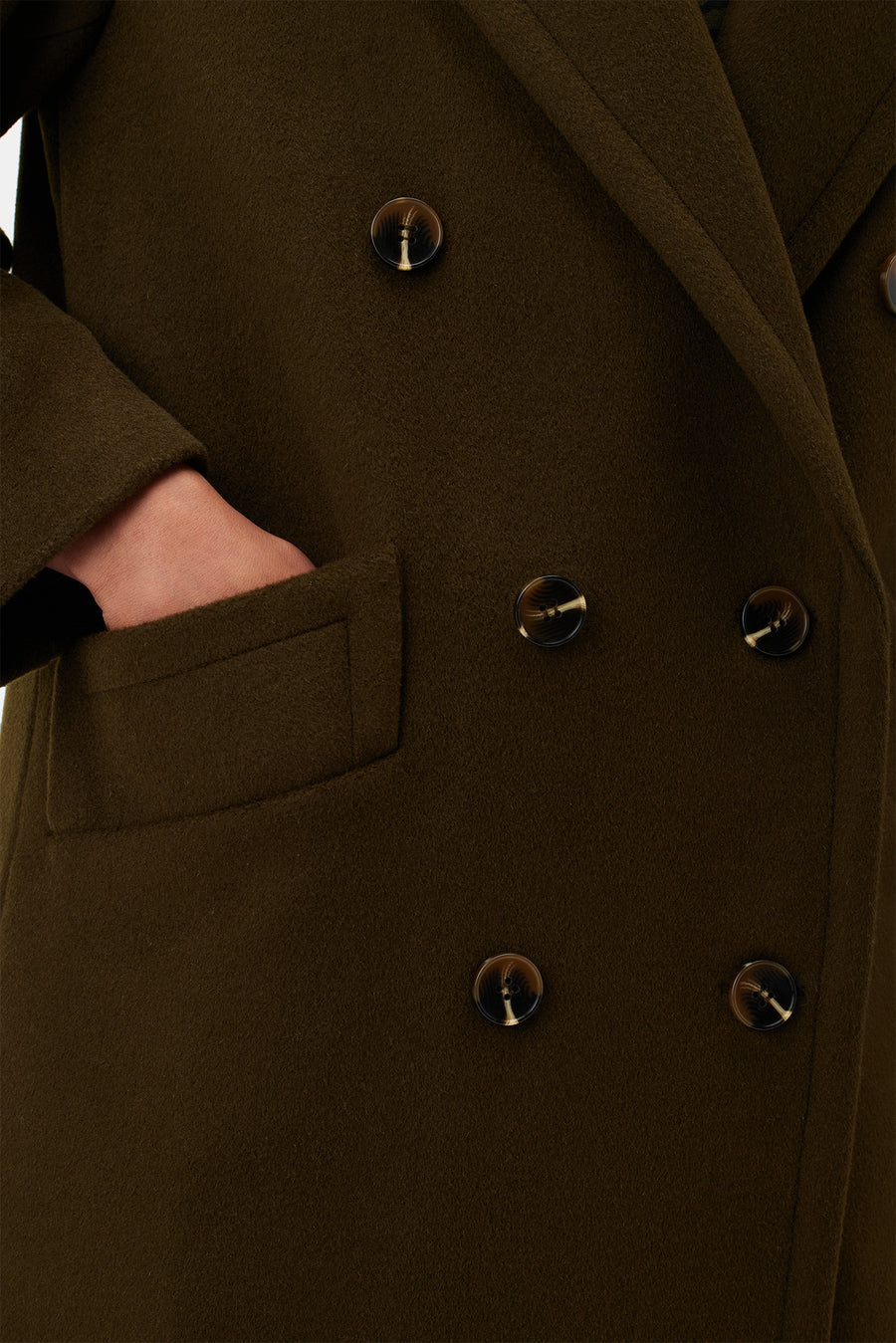 Double Breasted Car Coat - Olive