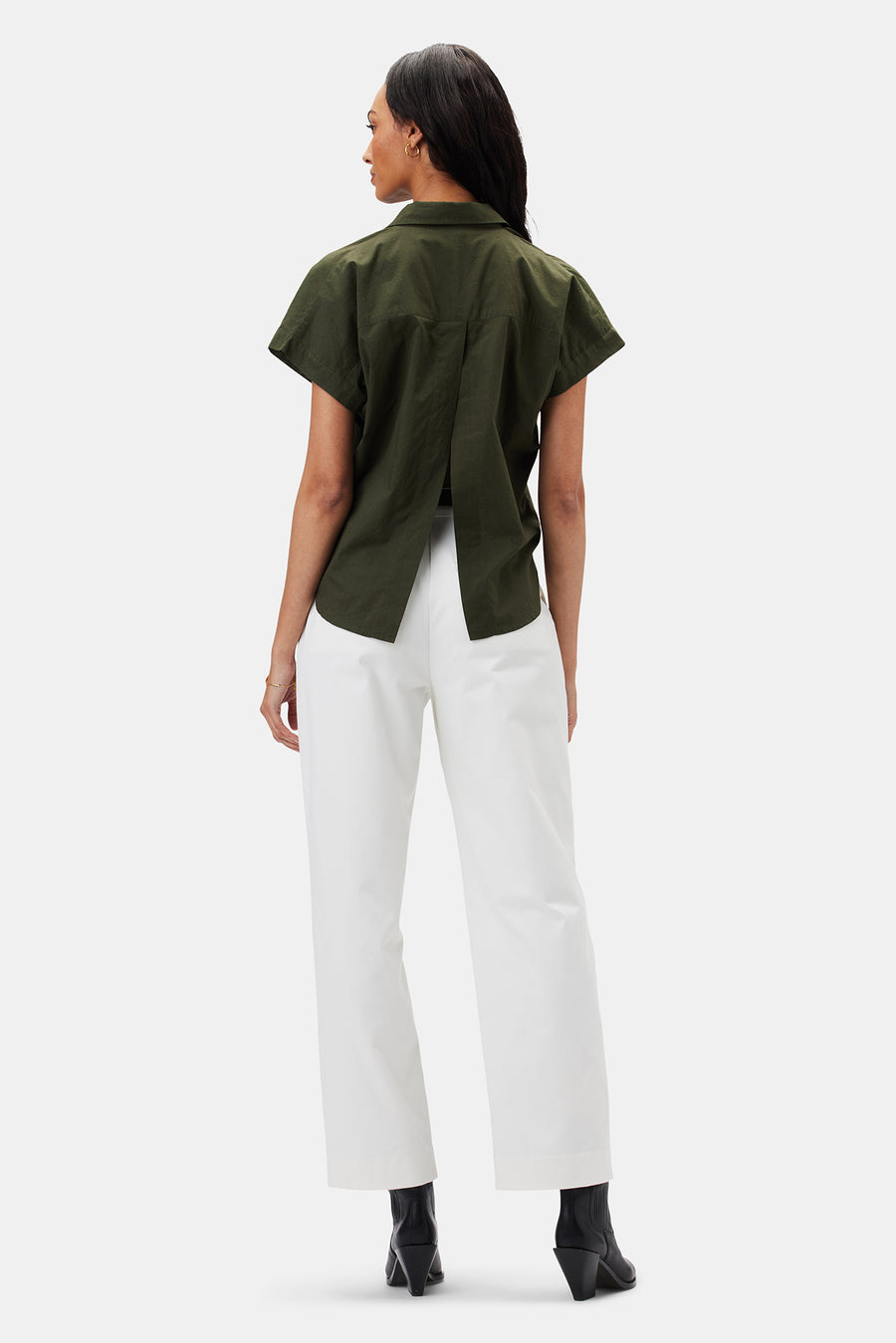 Renata Full Placket Blouse - Olive Green