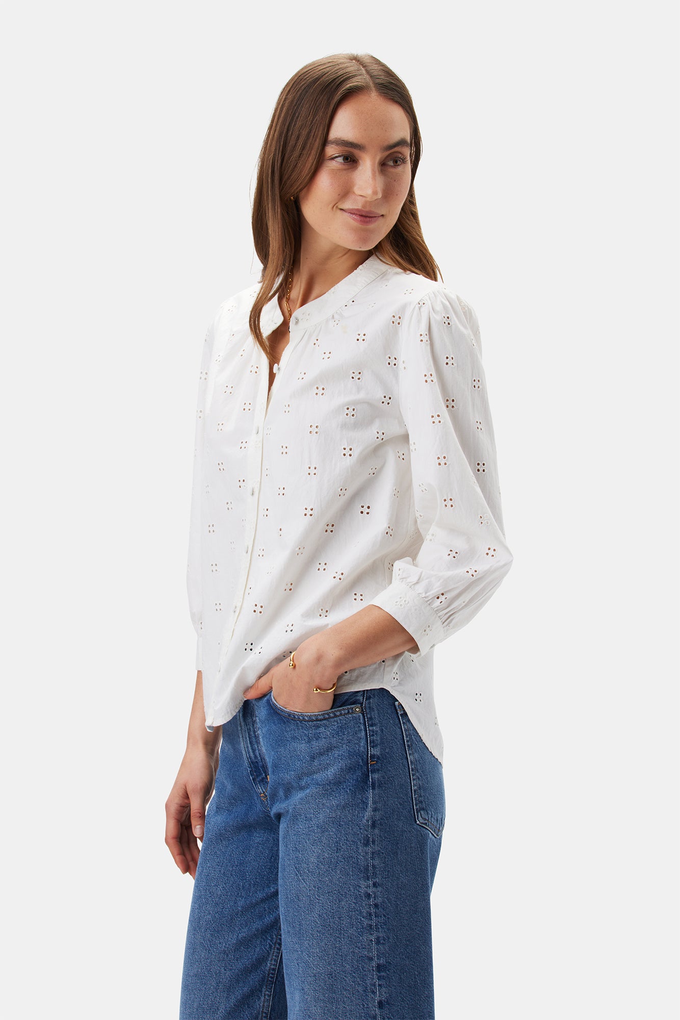 Charlotte Organic Cotton Eyelet Blouse - Clover Eyelet White– Amour Vert