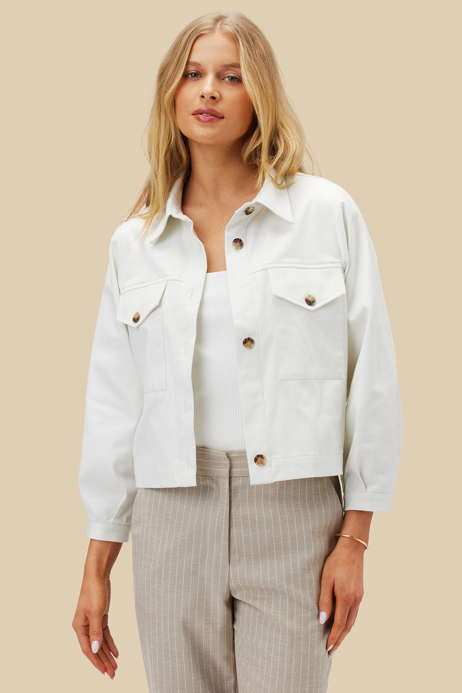 Genevieve Organic Cotton Jacket - Ivory