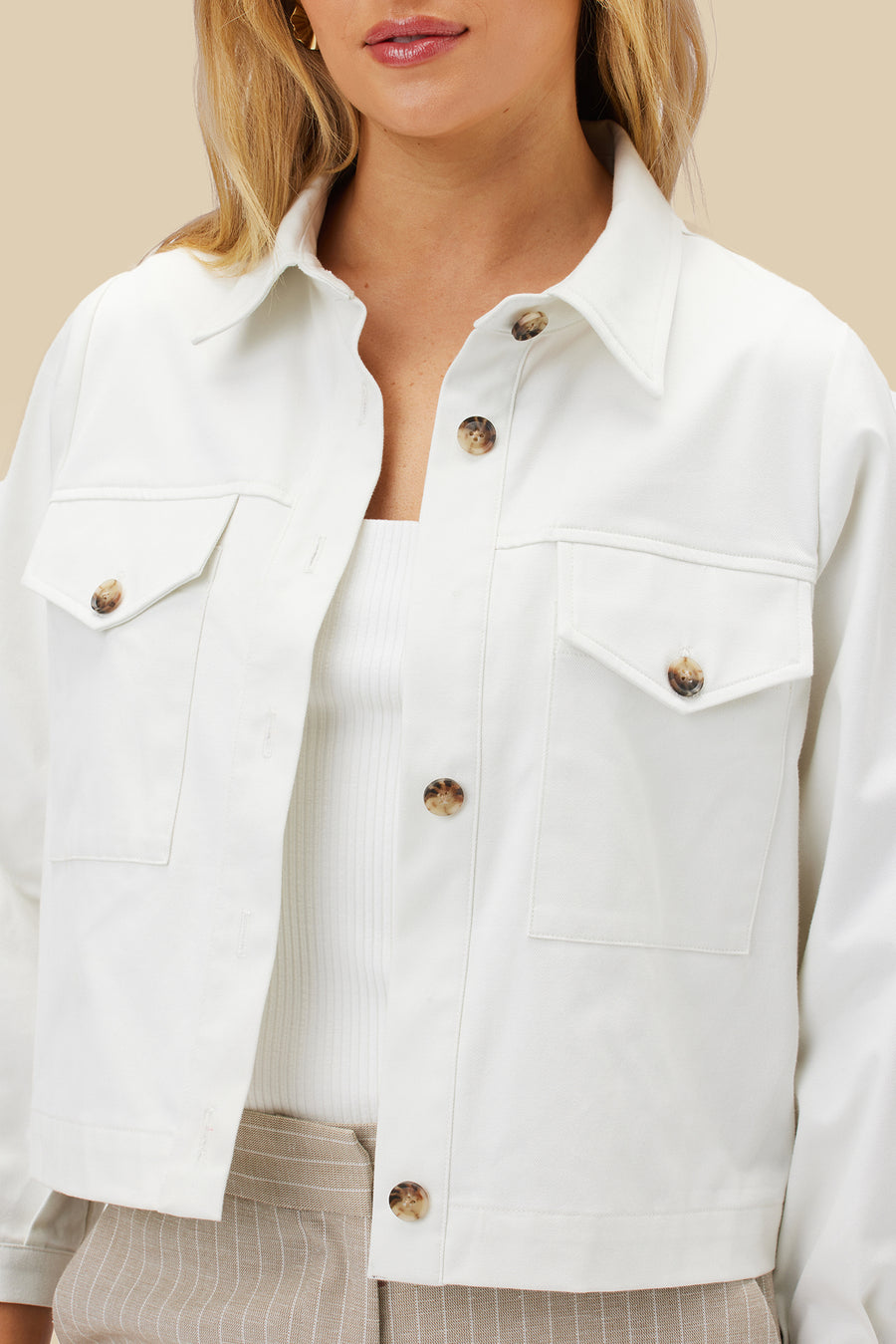 Genevieve Organic Cotton Jacket - Ivory