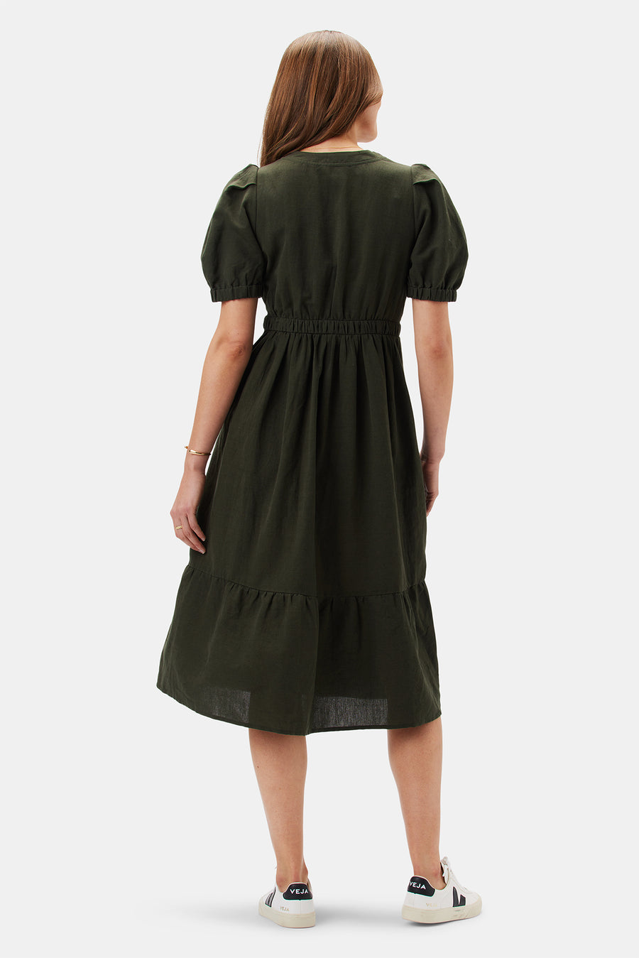 Danielle Cotton Linen Dress - Olive Green