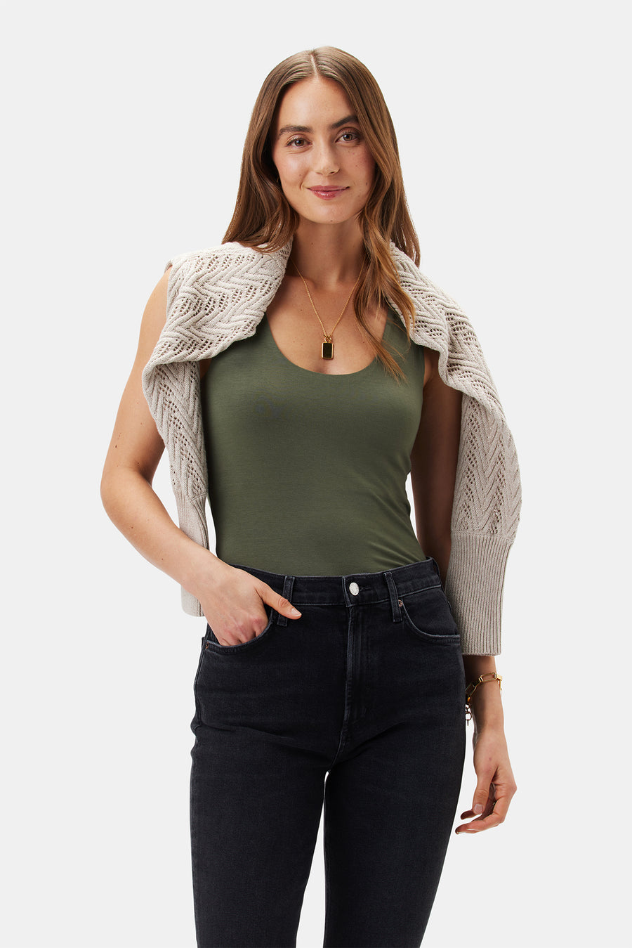 New Iris Modal Tank - Olive Green