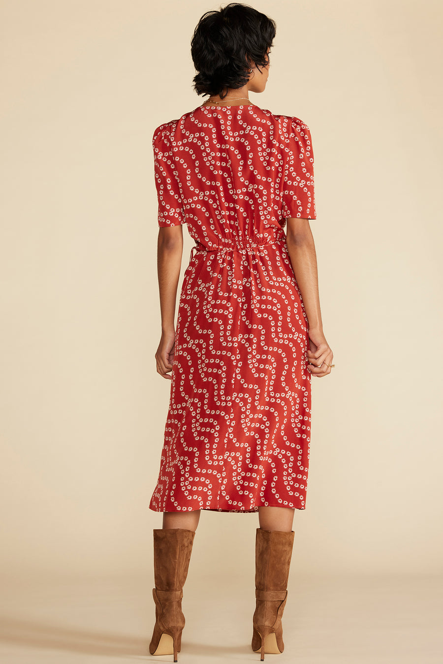 Nicolette Washable Silk Dress - Rust Vannes Floral Print