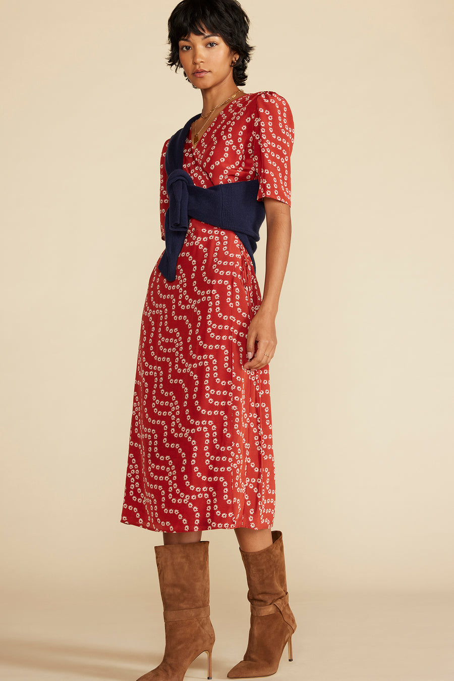 Nicolette Washable Silk Dress - Rust Vannes Floral Print