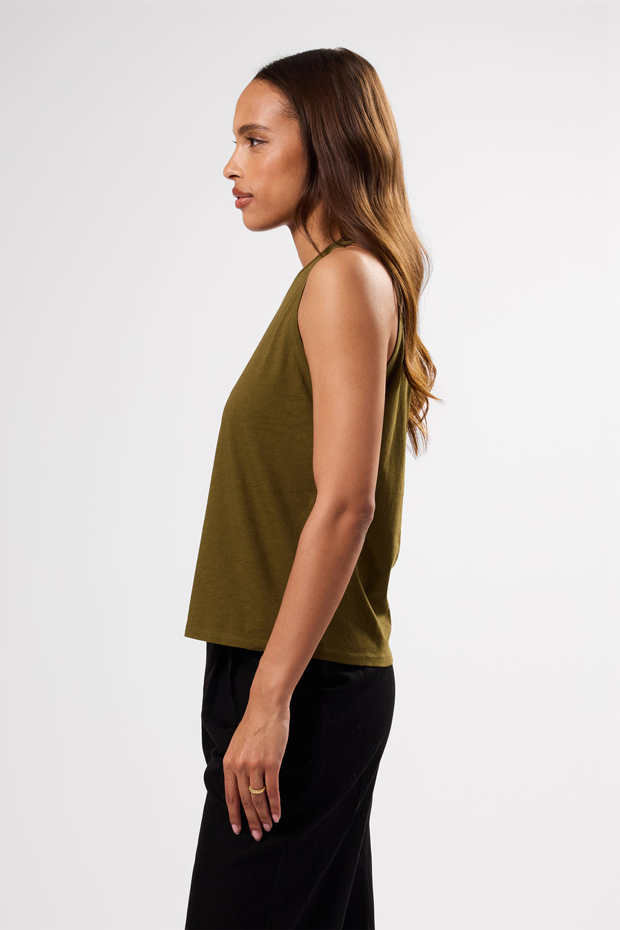 Jillian Organic Cotton Tank - Olive Green