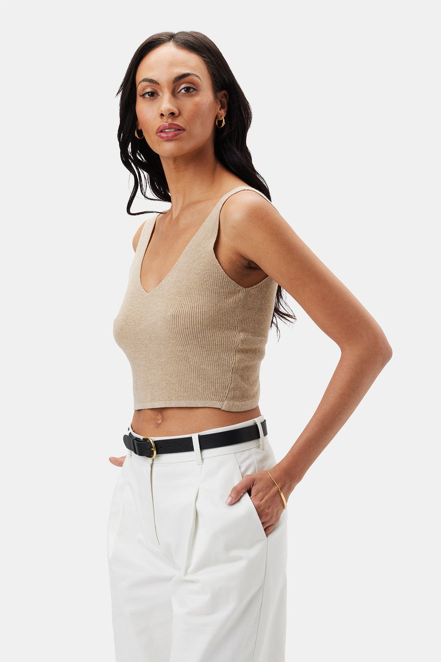 Finn Crop Tank - Light Oatmeal