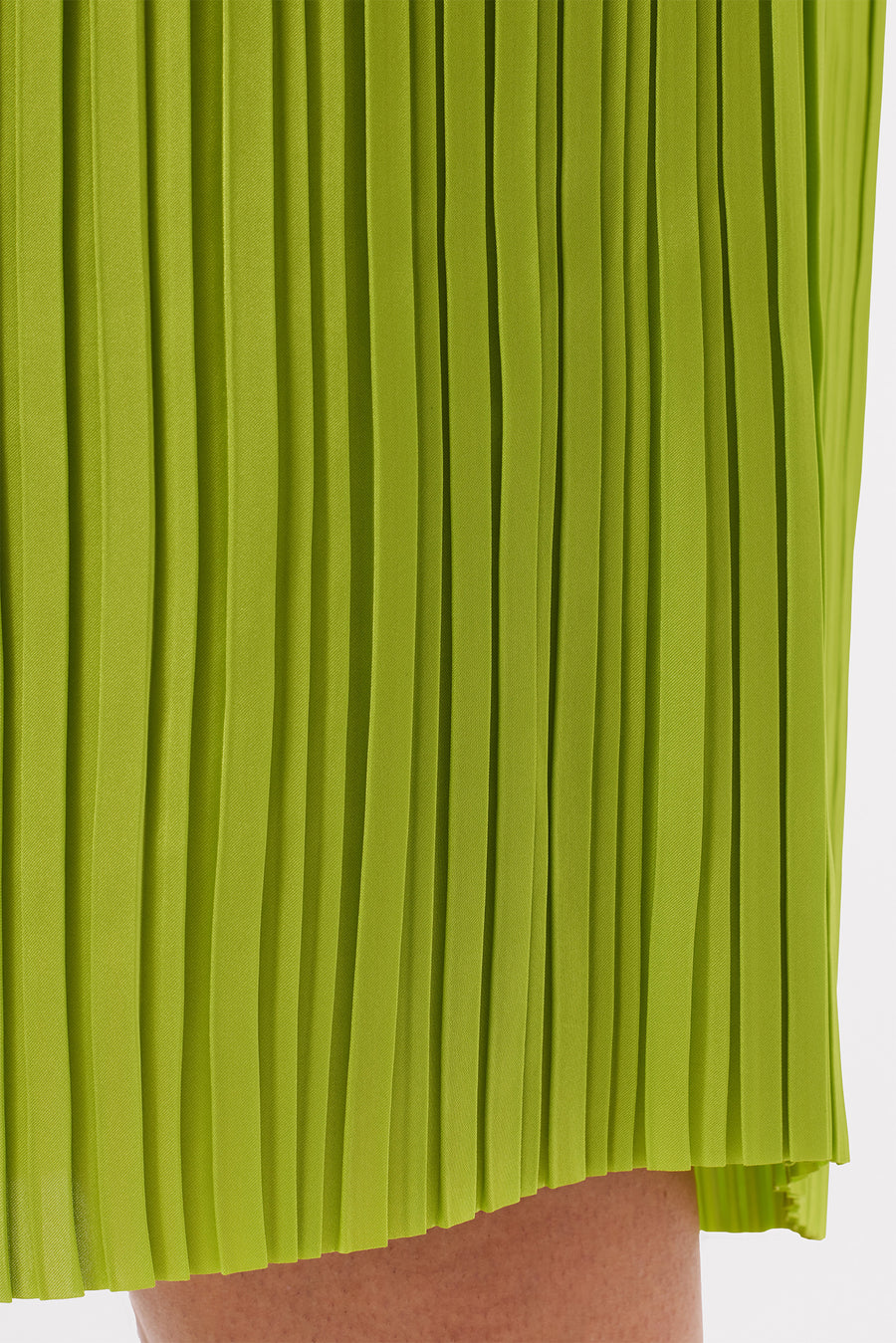 Blaze Pleated Recycled Sateen Skirt - Lime Green