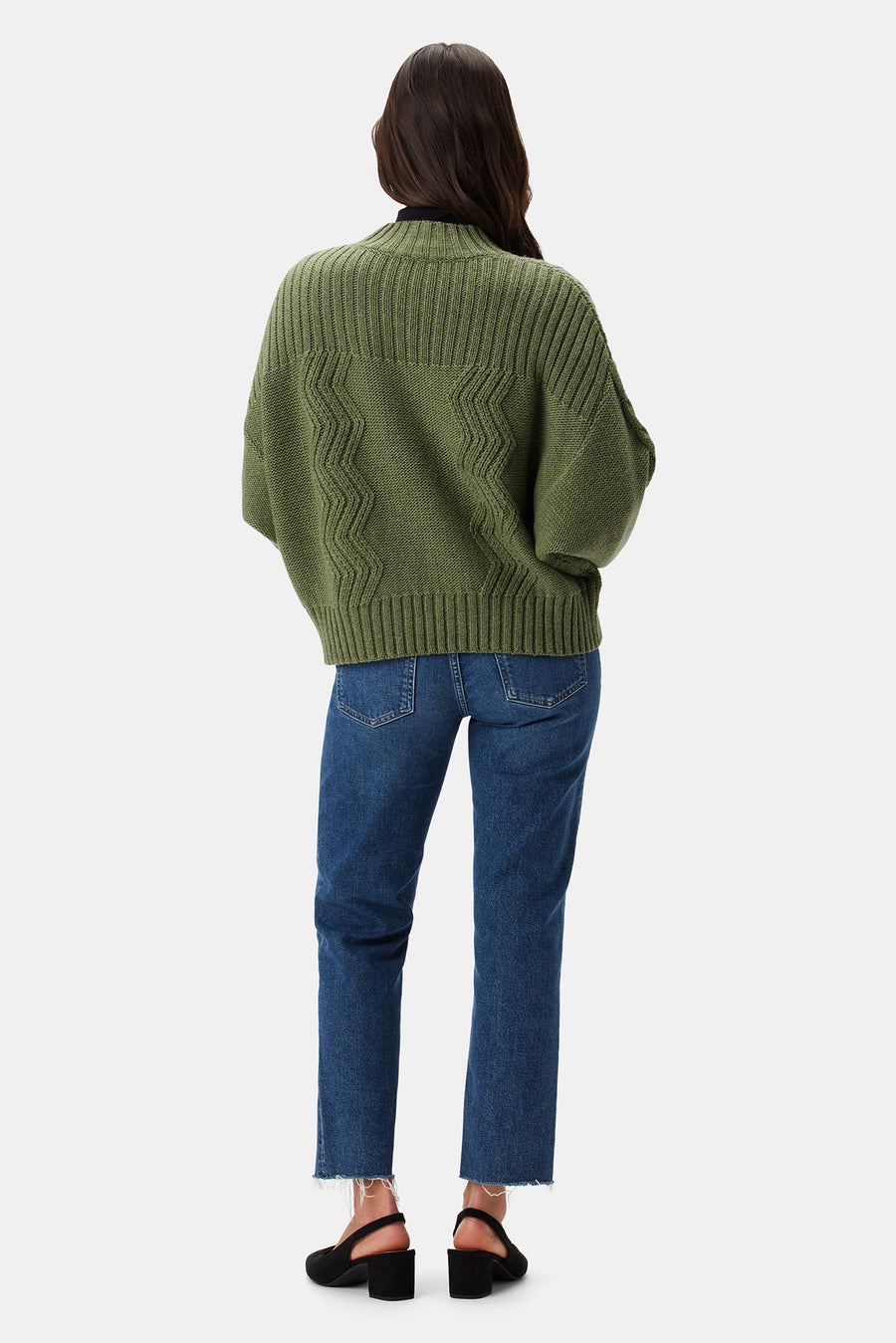 Cameryn Cable Knit Wool Sweater - Olive