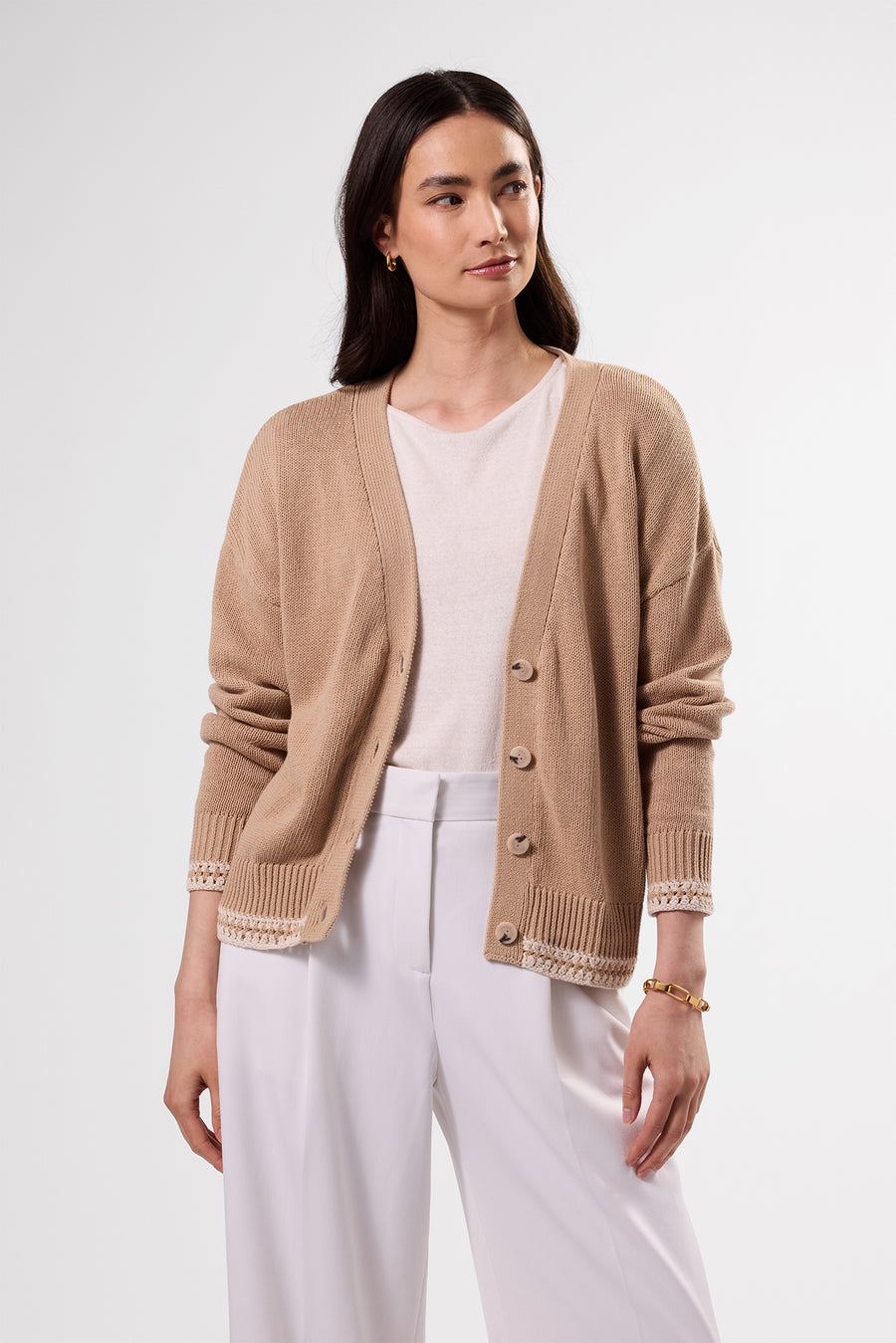 Texture Cardigan - Biscotti Ivory