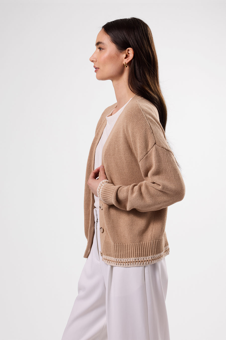 Texture Cardigan - Biscotti Ivory