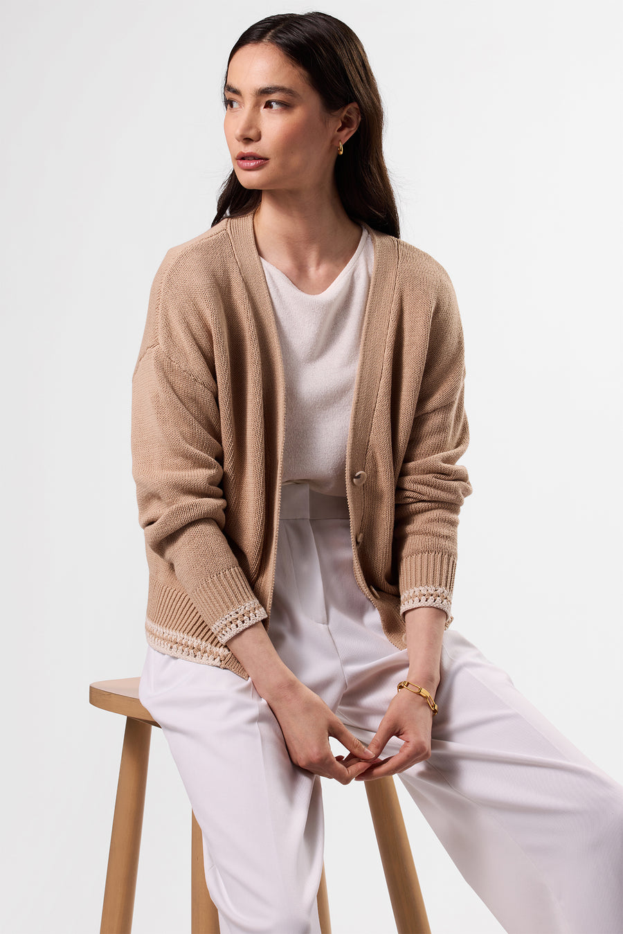 Texture Cardigan - Biscotti Ivory