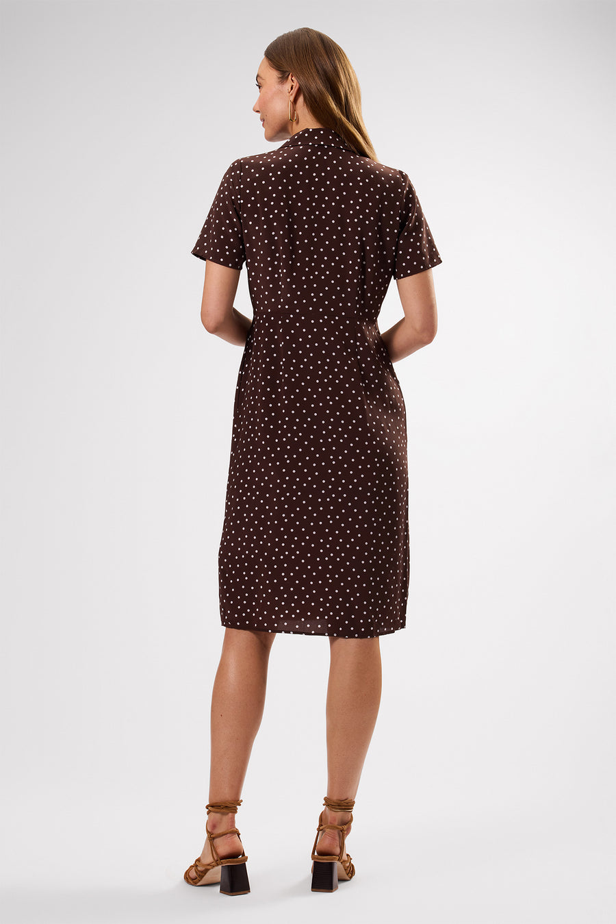 Lou Washable Silk Shirt Dress - Riviera Dot Espresso