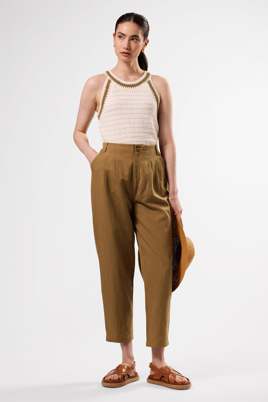 Larisa Cotton Linen Pant - Elm