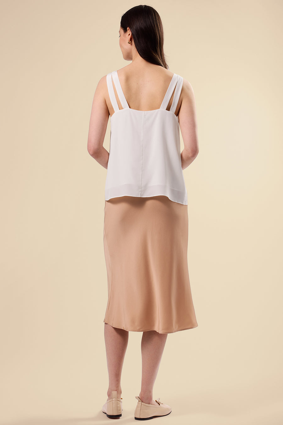 Twist Strap Washable Silk Tank - Ivory