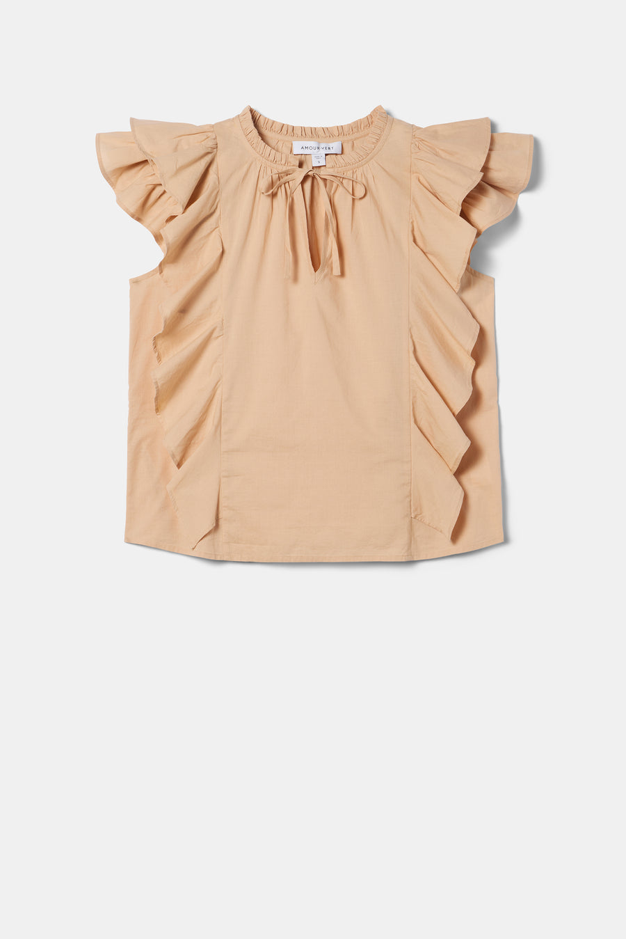 Ruffle Sleeve Top - Biscotti