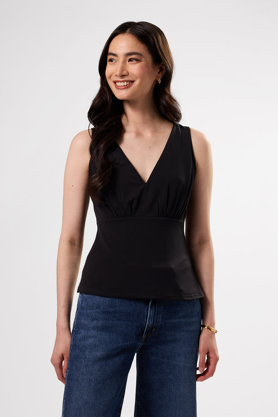 Zoe Deep V Tank - Black