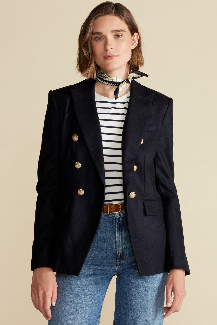 Tobie Double Breasted Blazer - Dark Navy Blue