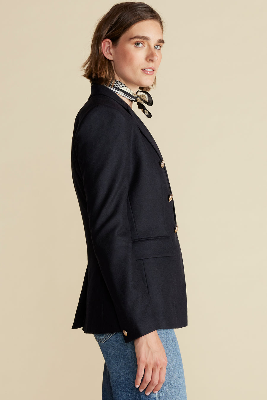 Tobie Double Breasted Blazer - Dark Navy Blue