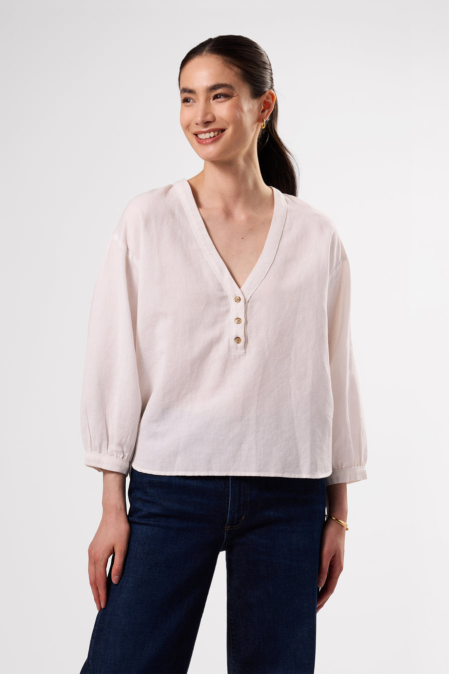 Esme Cotton Linen Blouse - White