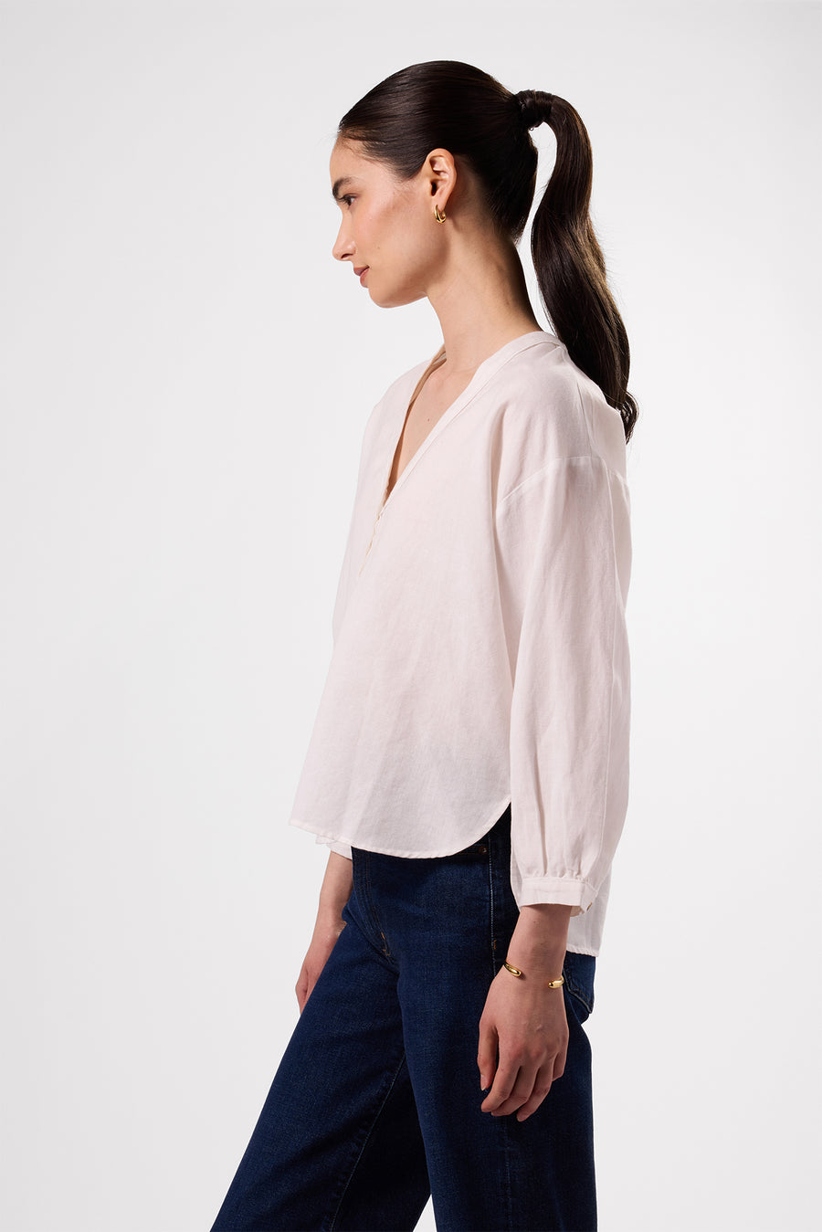 Esme Cotton Linen Blouse - White