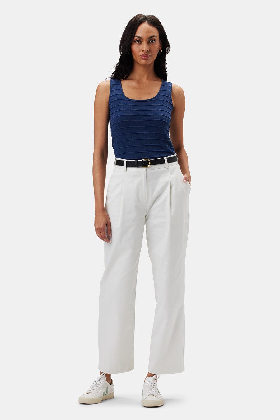 Pleated Wide Leg Trouser - White