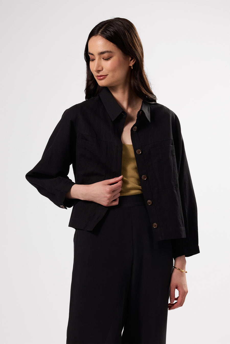 Genevieve Linen Jacket - Black