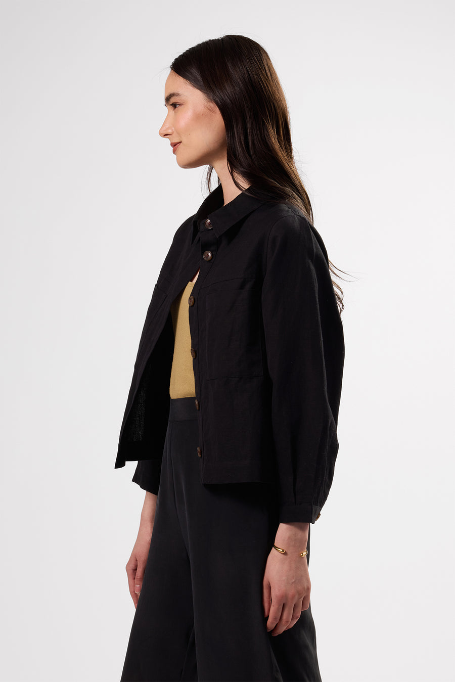 Genevieve Linen Jacket - Black