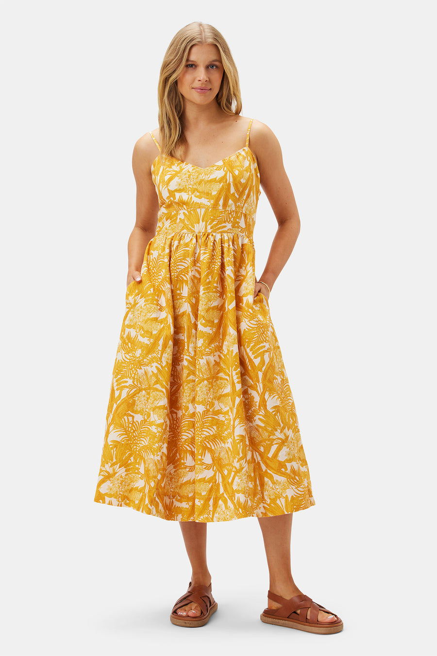 Zulma Cotton Linen Dress - Toile Mandarine